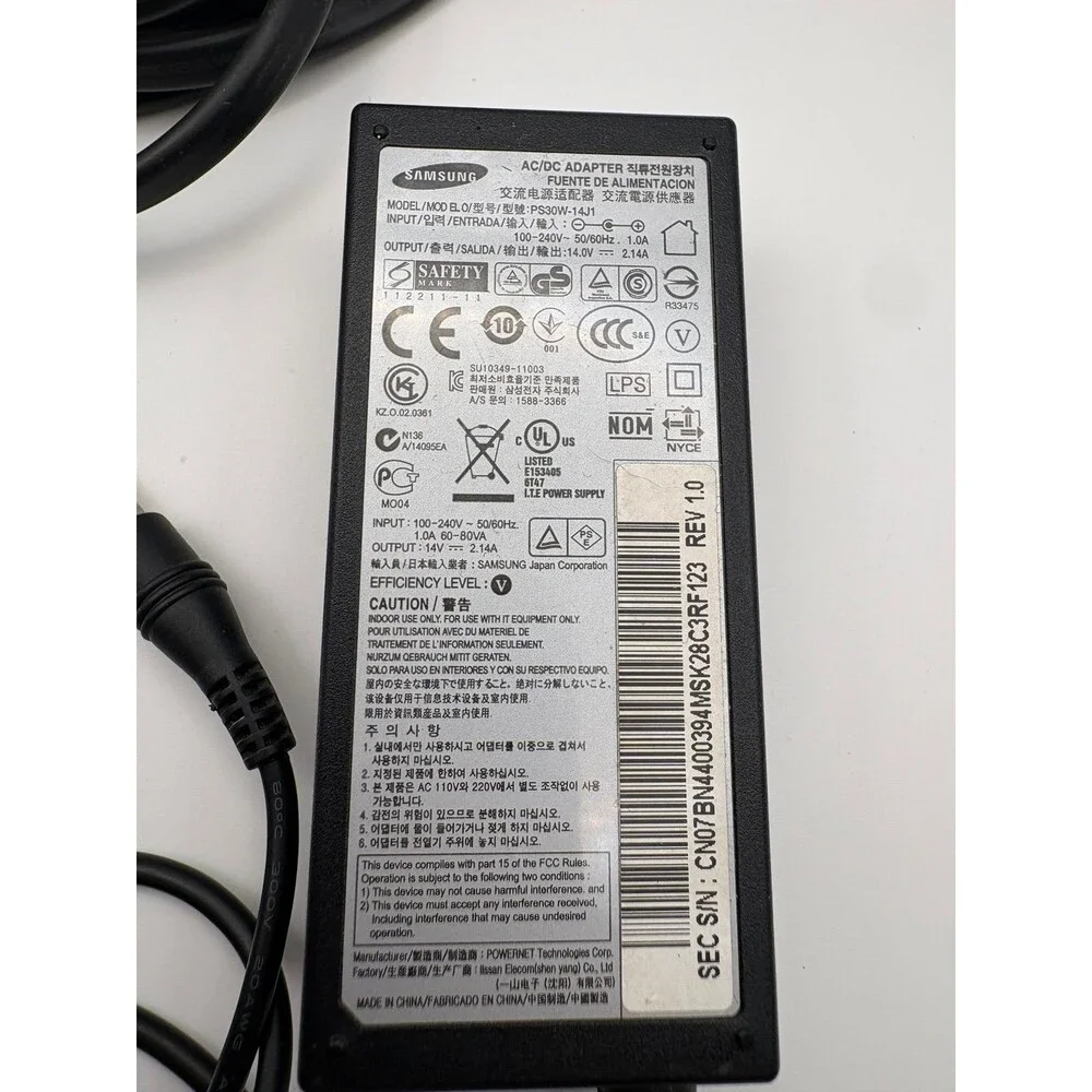 Genuine Samsung PS30W-14J1 14V AC/DC Power Adapter Charger with Cord